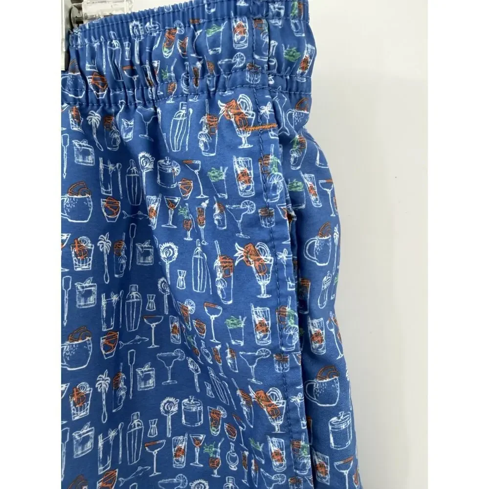 Tommy Bahama Men's Multi Blue White & Orange Beverage Print Swim Trunks Sz XXL